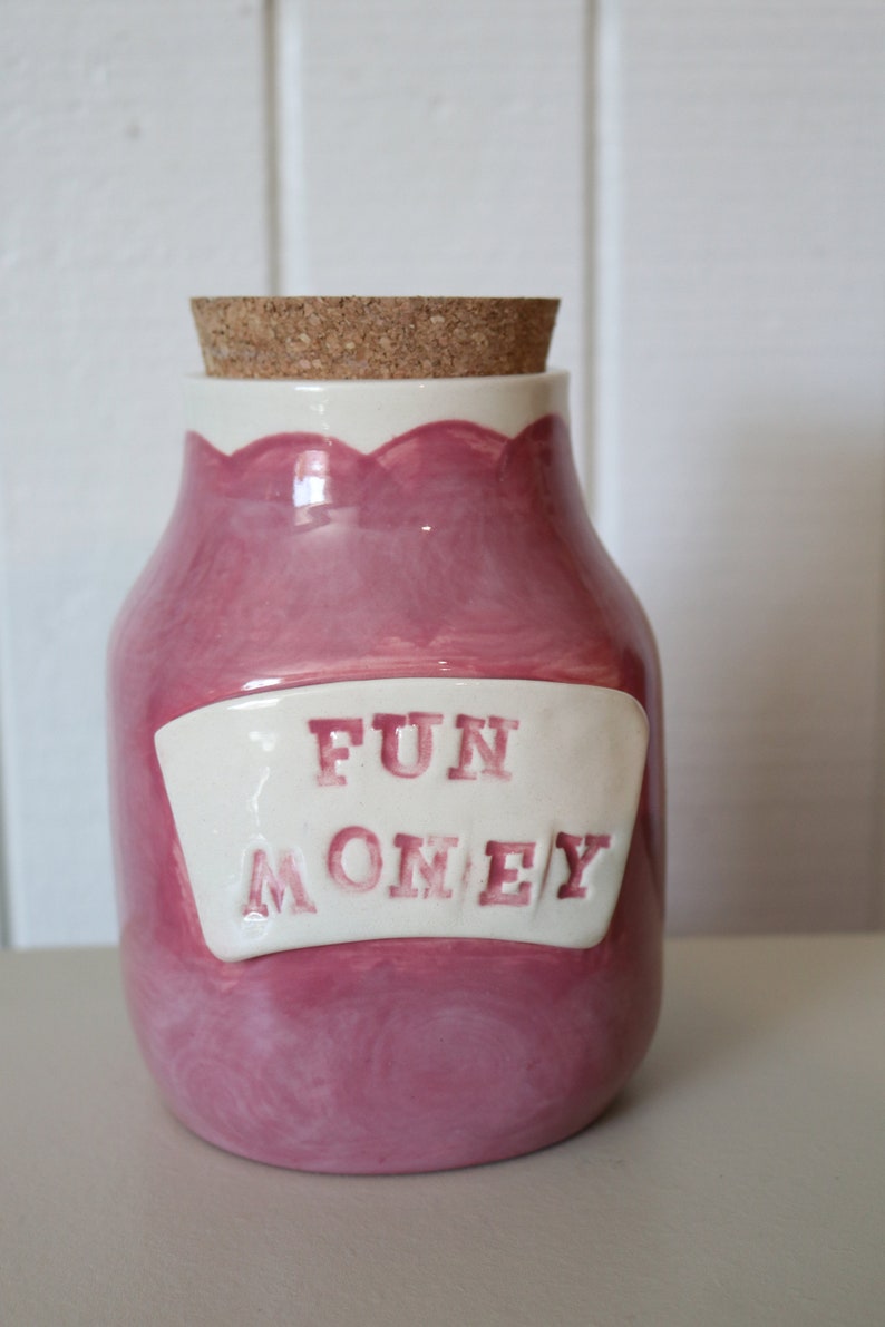 Money jar, piggy bank, customizable savings jars with cork top, any color, any saying, swear jar, MADE TO ORDER image 3