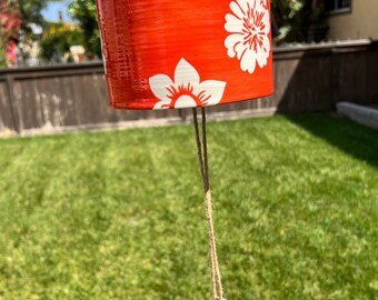 Flower windchime in orange, sky blue and white, ceramic floral wind chime, clay, pottery for outdoors orange and sky blue ***DISCOUNTED***