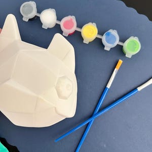 Small Fish Figurine Pottery Painting Kit, Diy, ready to paint ceramics, Faceted Fish Ceramic, apron, paint, placemat and brushes