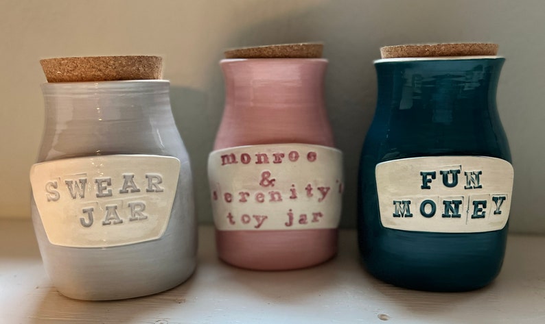 Money jar, piggy bank, customizable savings jars with cork top, any color, any saying, swear jar, MADE TO ORDER image 10