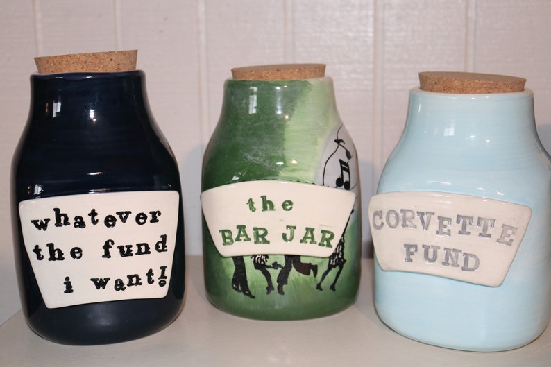 Money jar, piggy bank, customizable savings jars with cork top, any color, any saying, swear jar, MADE TO ORDER image 7