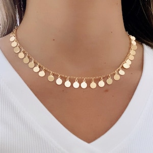 Multi Coin Choker, Gold Disc Choker