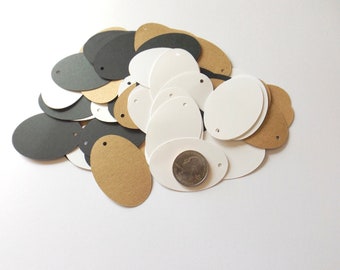 Oval Gift Tags, Oval Die Cuts, Blank Tags, Gift Tags, Price Tags, Merchandise Tags, Kraft, White or Black. Craft Tags