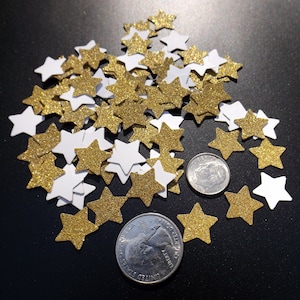 Die Cut Stars, Star Die Cuts, Glitter Stars, Gold Stars, Star Confetti, Party Confetti, Scrapbook Embellishments, Table Scatter, 100 pcs.
