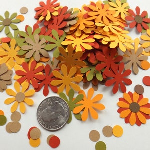 Flower Die Cuts, Fall Flowers, Flower Cut Outs, Flower Embellishments, Flower Punches, Flower Confetti, Autumn Die Cuts, Paper Flowers, 1"