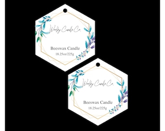 Custom Hexagon Shape Hanging Tags, Card Stock Hanging Tags, Labels For Candles, Personalized Hanging Labels, Boutique Hang Tags