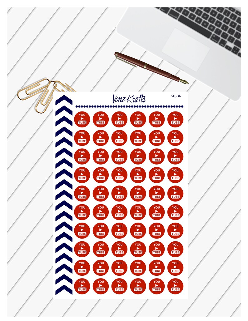 YouTube Social Media Stickers, YouTube Planner Stickers, YouTube Stickers, Social Media Tracker, Calendar, Social Media Icons image 7