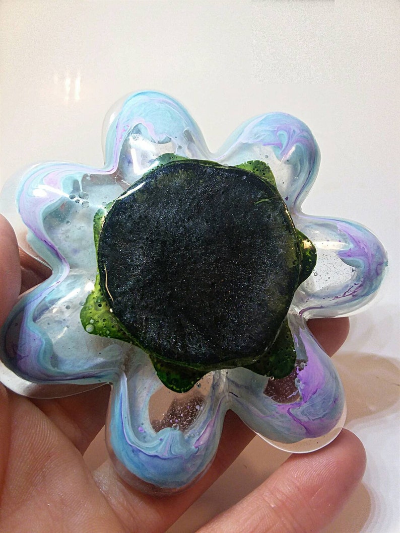 Wispy Resin Flower Trinket Dish Alcohol Ink Flower Resin Etsy