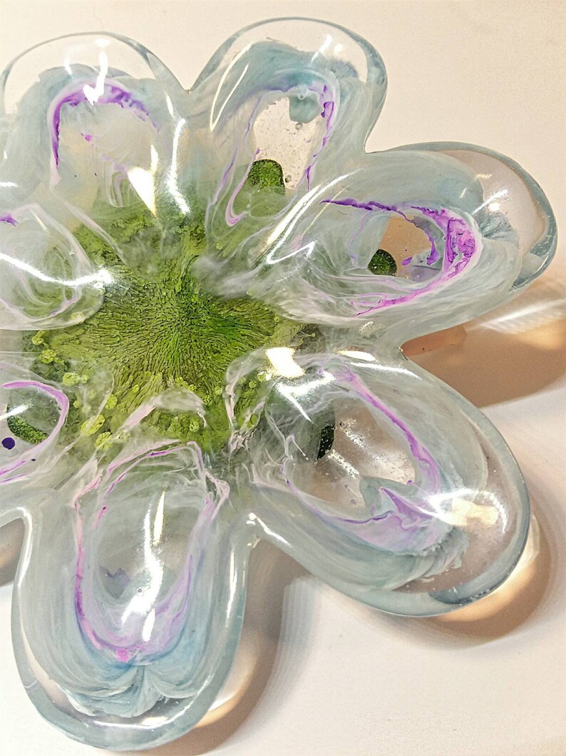 Wispy Resin Flower Trinket Dish Alcohol Ink Flower Resin Etsy