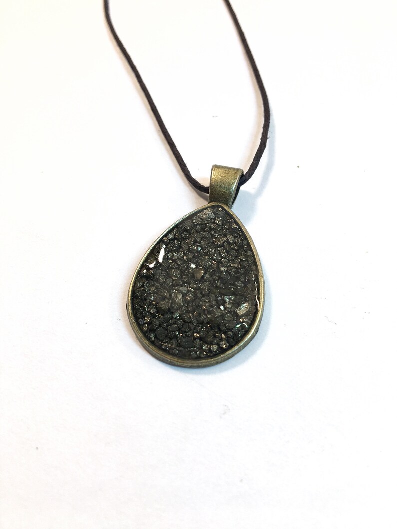 Fools Gold Tear Pendant\u2022 Iron Pyrite Necklace\u2022 Fools Gold Jewelry\u2022 Iron Pyrite Jewelry\u2022 Fake Gold Nugget Pendant