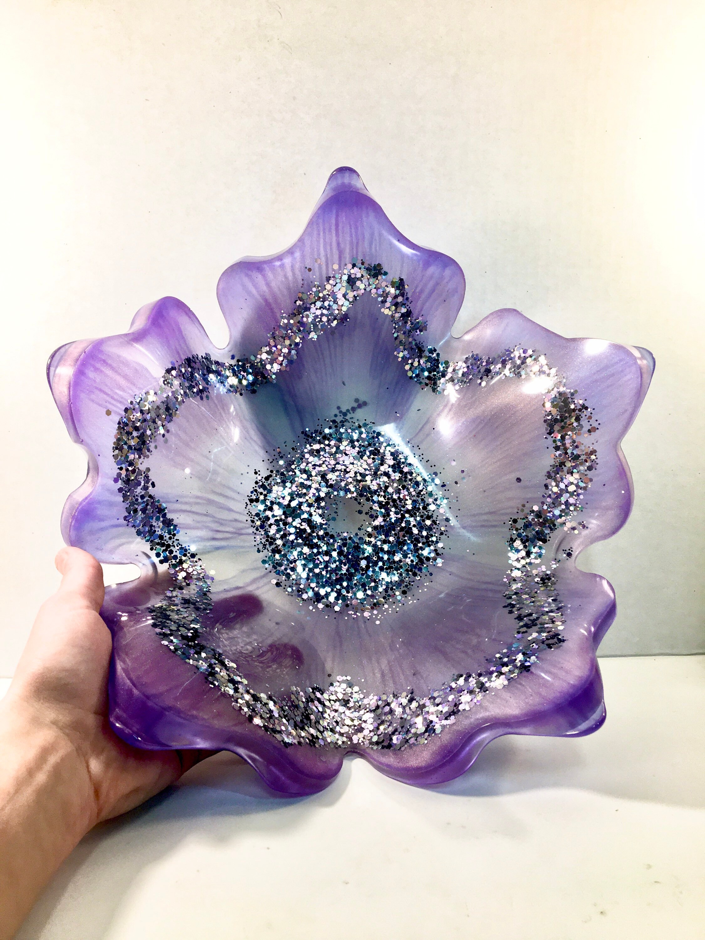 Large Purple Flower Resin Bowl Large Resin Flower Bowl Large Etsy