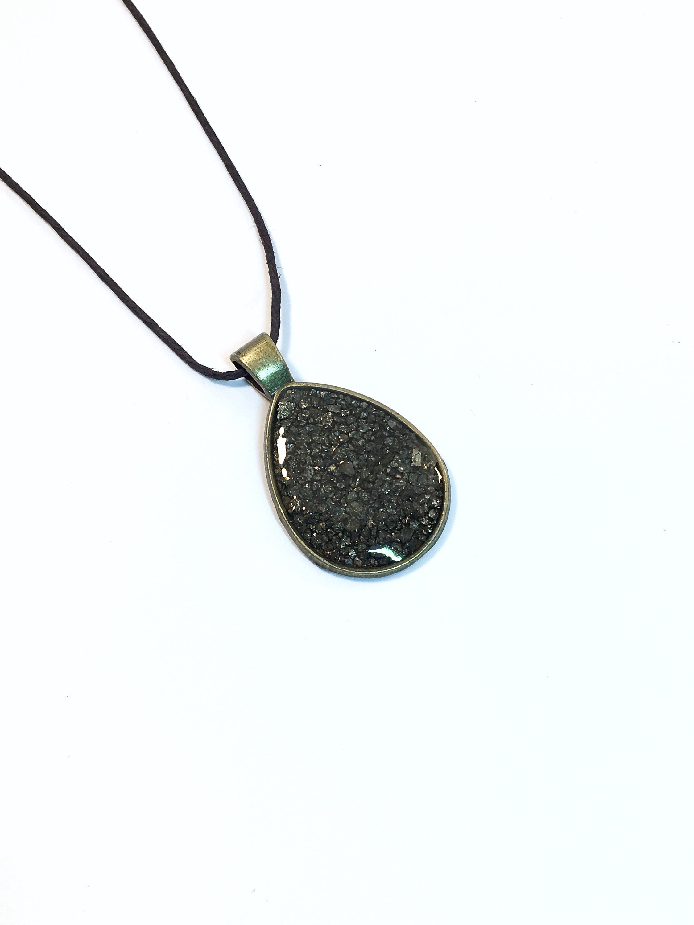 Fools Gold Tear Pendant Iron Pyrite Necklace Fools Gold Etsy
