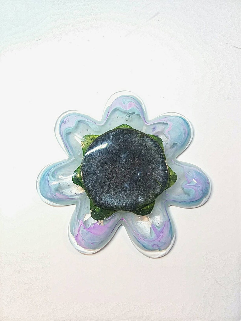 Wispy Resin Flower Trinket Dish Alcohol Ink Flower Resin Etsy