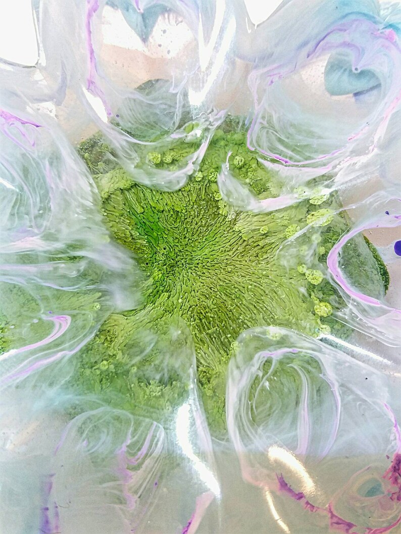 Wispy Resin Flower Trinket Dish Alcohol Ink Flower Resin Etsy