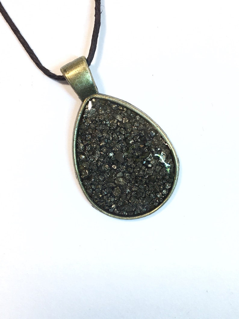 Fools Gold Tear Pendant\u2022 Iron Pyrite Necklace\u2022 Fools Gold Jewelry\u2022 Iron Pyrite Jewelry\u2022 Fake Gold Nugget Pendant