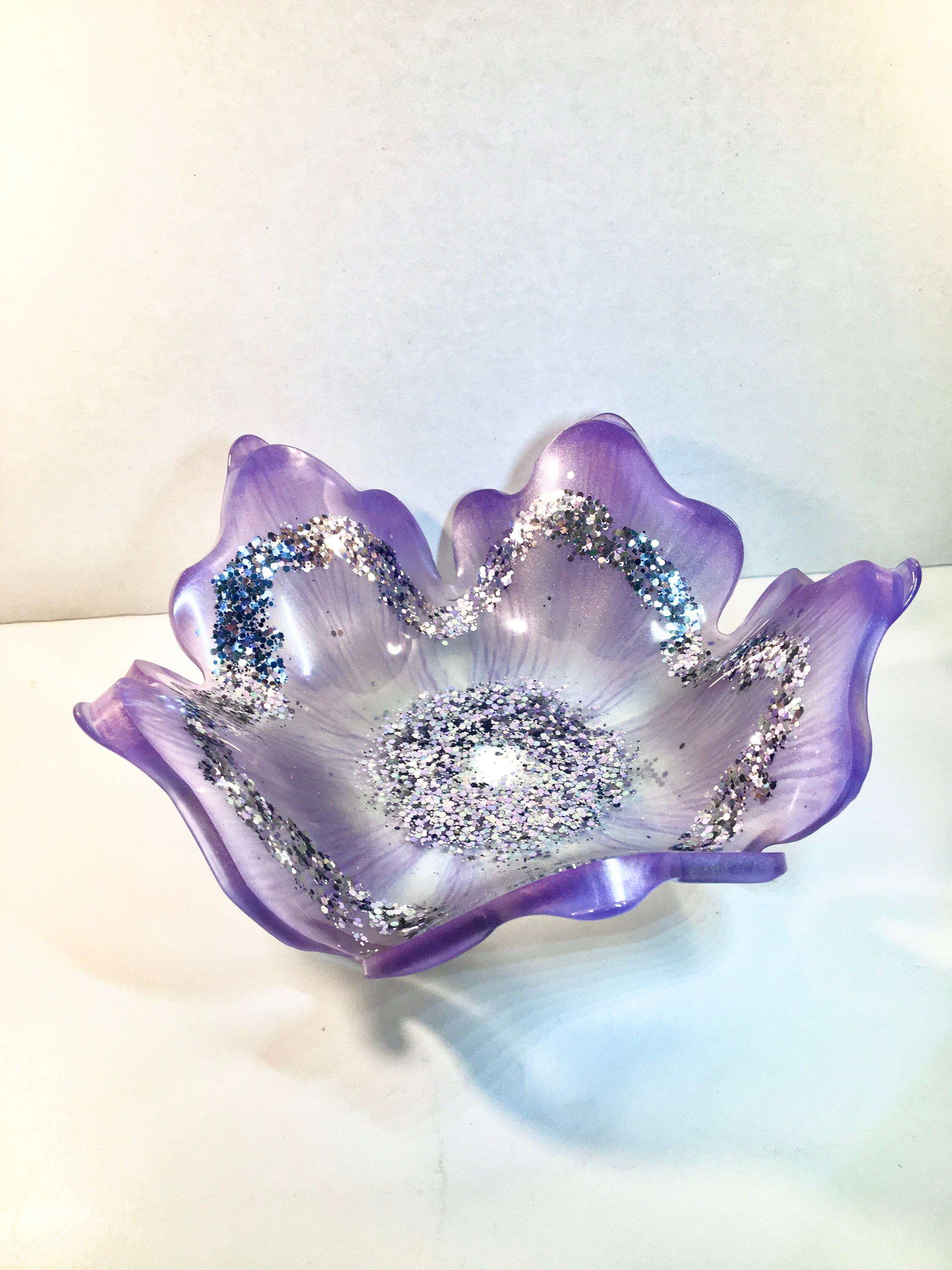 Large Purple Flower Resin Bowl Large Resin Flower Bowl Large Etsy