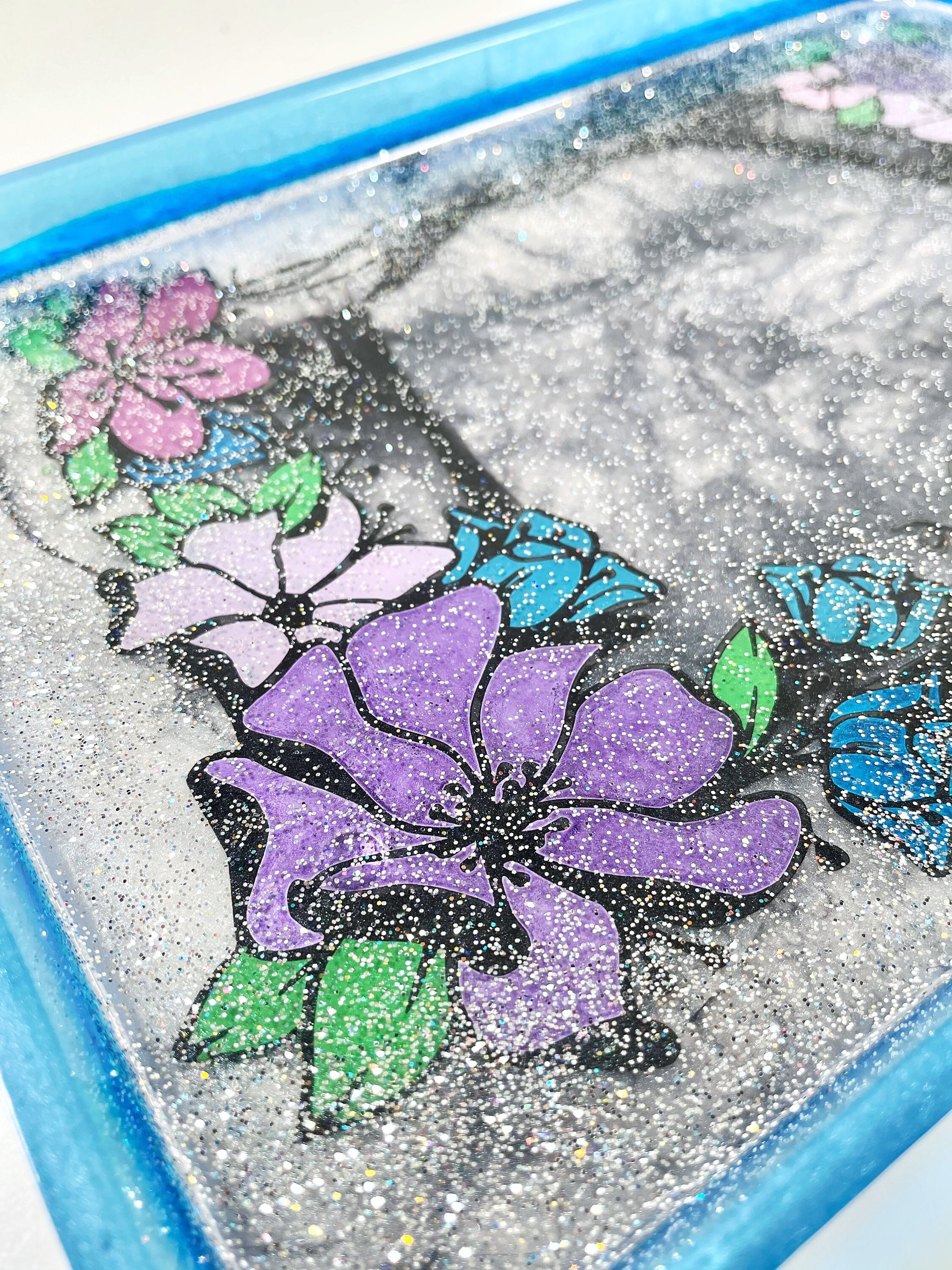 Smokey Painted Rolling Tray Painted Flower Rolling Tray Etsy