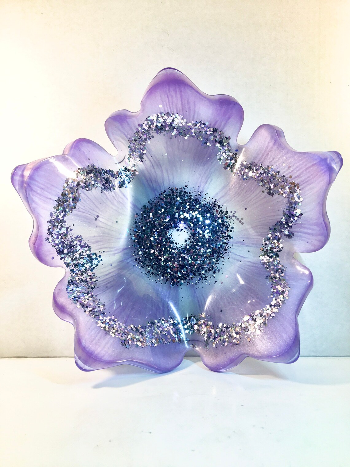 Large Purple Flower Resin Bowl Large Resin Flower Bowl Large Etsy