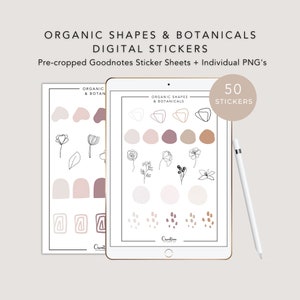Digital Planner Stickers | Organic Shapes and Botanicals | Digital Planning | Goodnotes Planning | Digital Stickers | Decorative