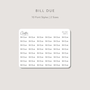 Bill Due Script Planner Sticker Sheet