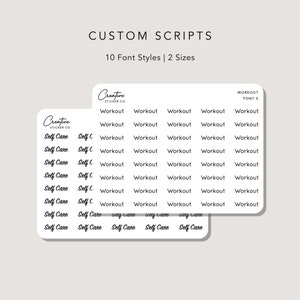 Custom Script Planner Sticker Sheet