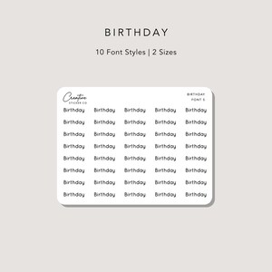 Birthday Script Planner Sticker Sheet