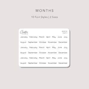Month Script Planner Sticker Sheet