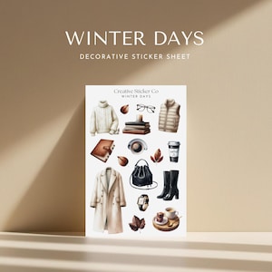 Adesivos de Dias de Inverno | Adesivos Decorativos Aconchegantes de Inverno e Estilo de Vida para Planejamento e Registro no Diário