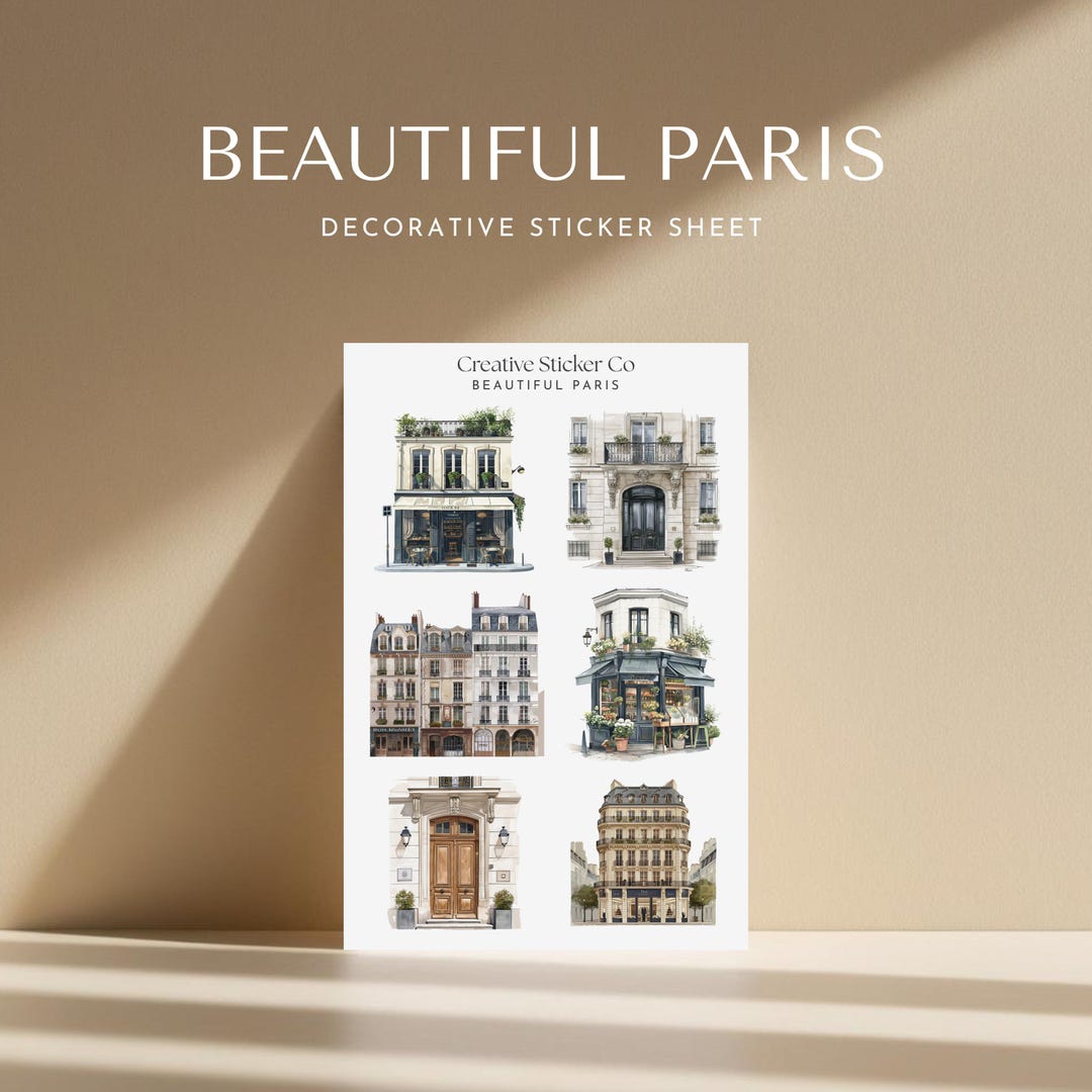 Paris Sticker Set Beautiful Paris Stickers | Decorative Parisian Buildings for Planning ...