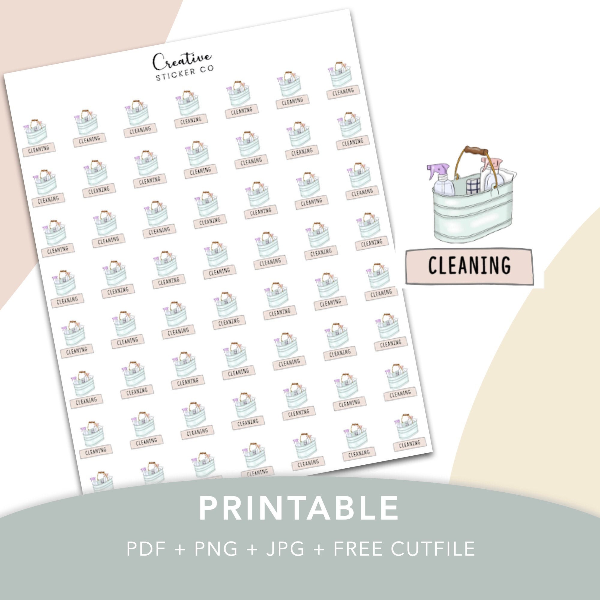 Cleaning Printable Planner Stickers Functional Stickers | Etsy