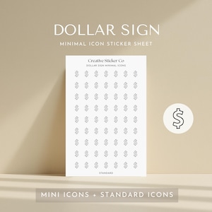 Dollar Sign Finance Minimal Icon Planner Sticker Sheet