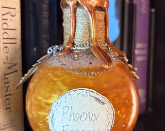 Phoenix Essence Potion Bottle - Fantasy Apothecary Bookshelf Decor