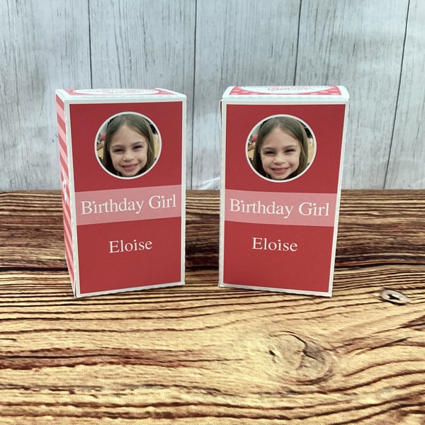 Birthday Girl Party Favor Boxes: Personalized Gift Boxes with Your Child's Photo, American Birthday Goodie Boxes, Party Favors | Ships Flat