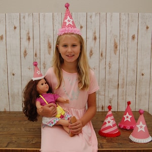 Birthday Girl Child Party Hats: Fancy Birthday Party Favors, Girl Party Gift, American Party Items, Pink and Red Supplies | Ships Flat