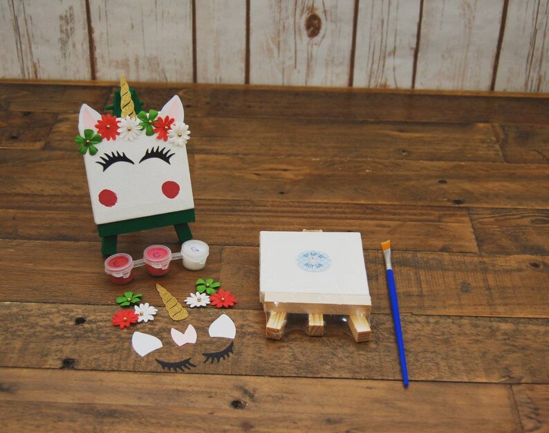 Christmas Unicorn DIY Canvas Craft Kit: Holiday Unicorn Party Favors Unicorn Craft Kit DIY Craft Kit Art and Crafts