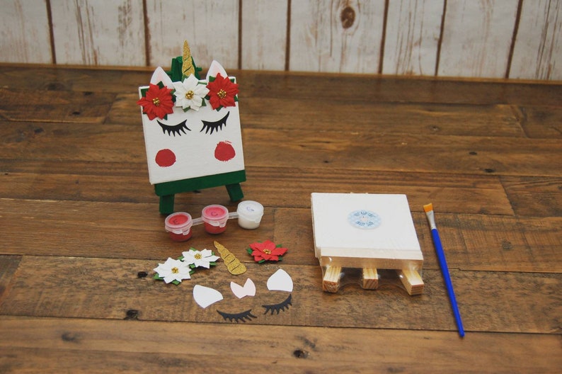 Christmas Unicorn DIY Canvas Craft Kit: Holiday Unicorn Party Favors Unicorn Craft Kit DIY Craft Kit Art and Crafts