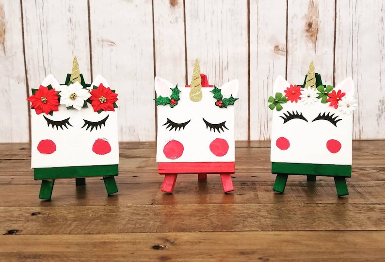 Christmas Unicorn DIY Canvas Craft Kit: Holiday Unicorn Party Favors Unicorn Craft Kit DIY Craft Kit Art and Crafts