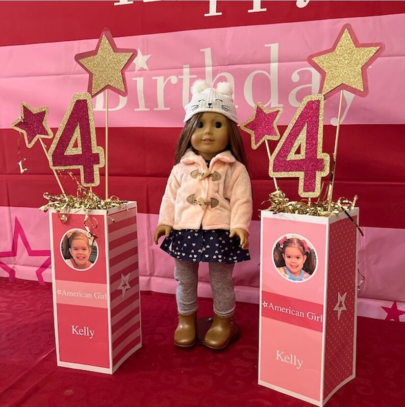 American Girl Doll Box Centerpieces With YOUR Photo Birthday Etsy