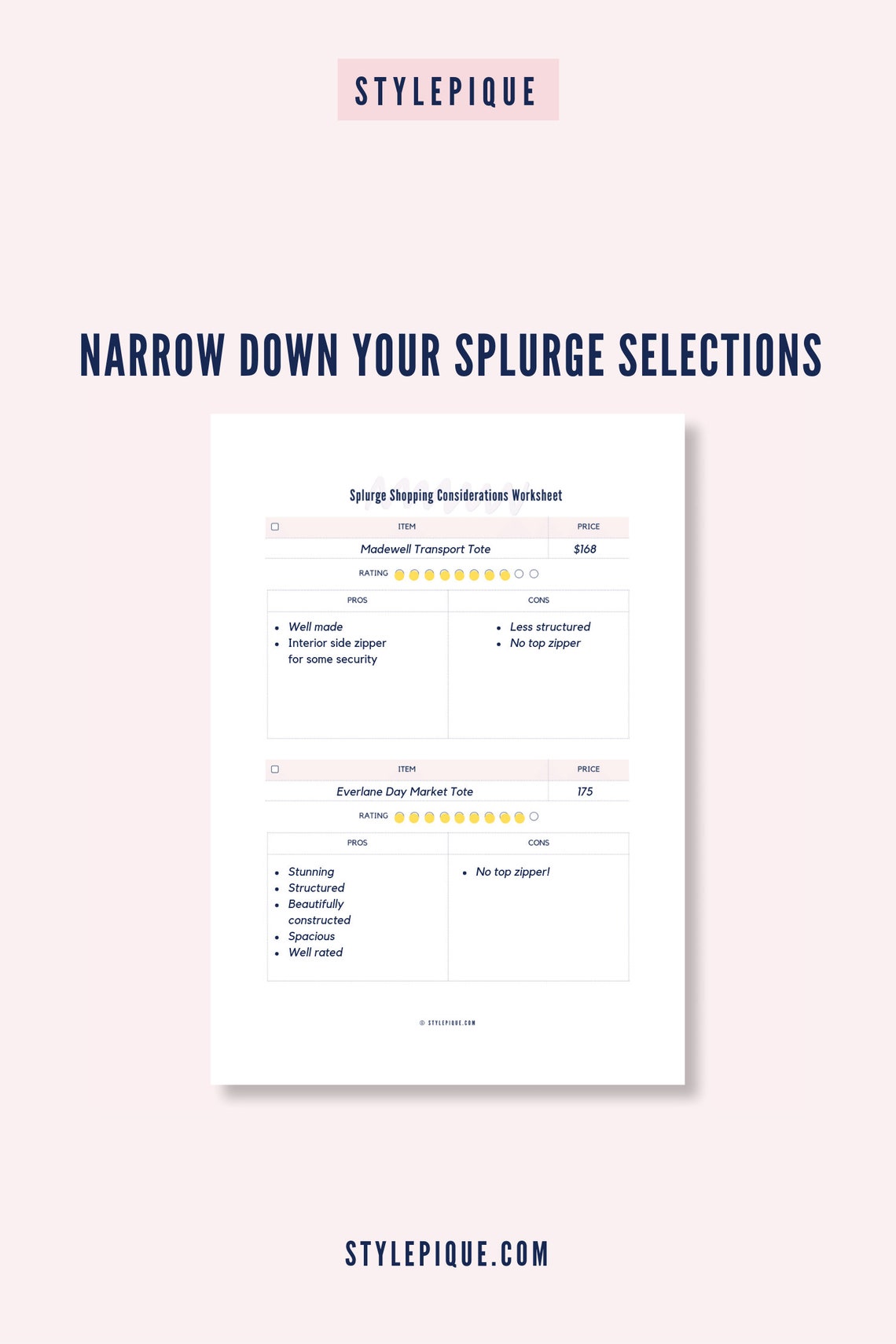 Smart Style Printable Shopping Planner Worksheets - A4, A5, US Letter ...