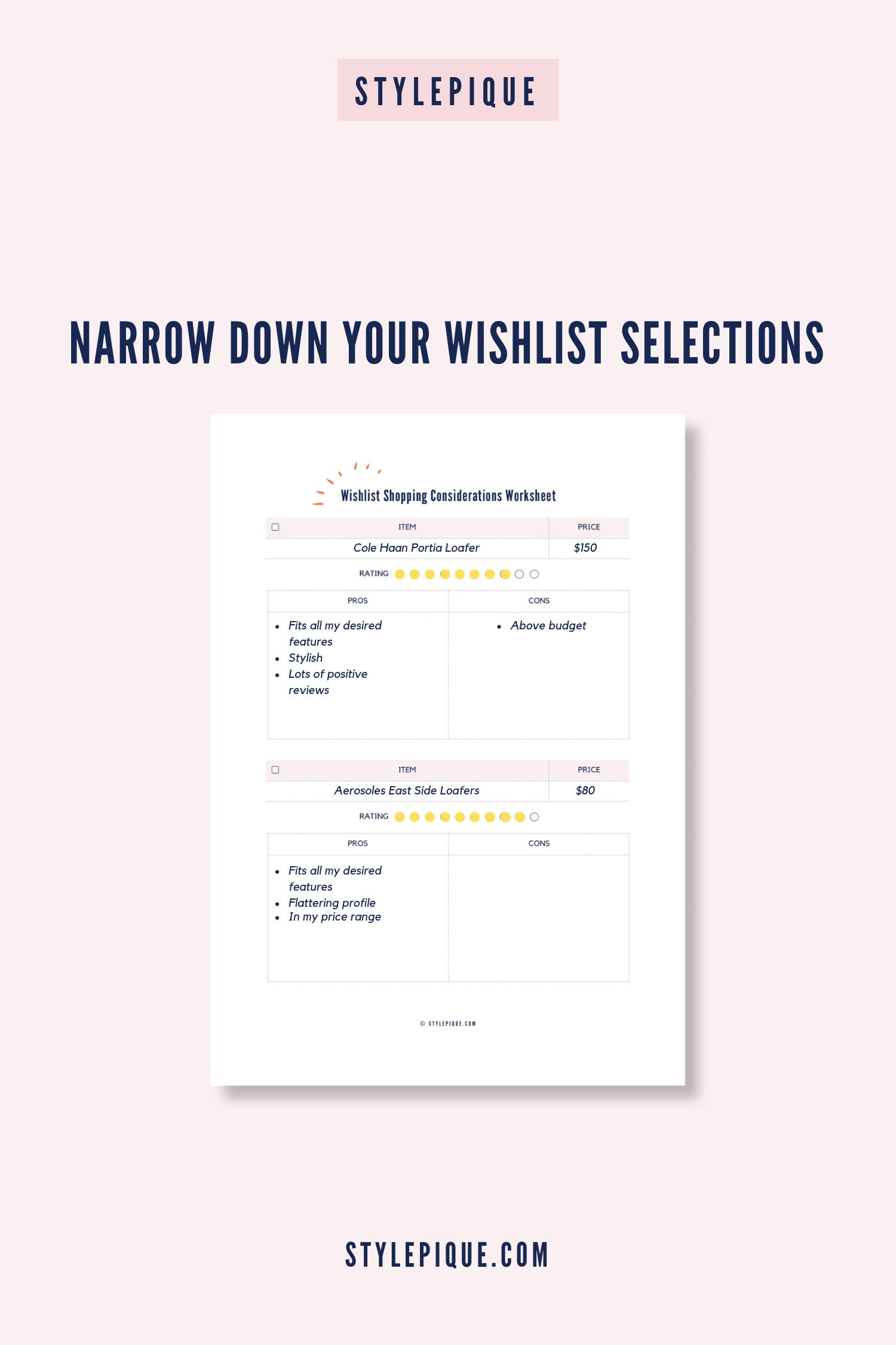 Smart Style Printable Shopping Planner Worksheets - A4, A5, US Letter ...