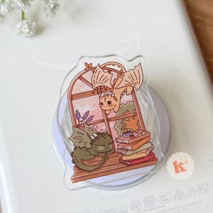 Book Dragon MagSafe Kindle Grip, Embroidered Bookish Gift for Her, Fantasy Reader Accessory, MagSafe Phone Grip, E-reader Finger Holder