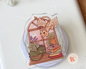 Book Dragon MagSafe Kindle Grip, Embroidered Bookish Gift for Her, Fantasy Reader Accessory, MagSafe Phone Grip, E-reader Finger Holder