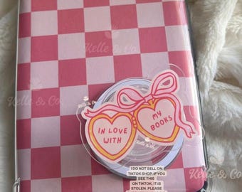 Coquette locket Kindle Grip | Bookish Phone Grip |  Magnetic Kindle Holder | Kindle Accessories | Bookish Merch Gift for Book Lover |