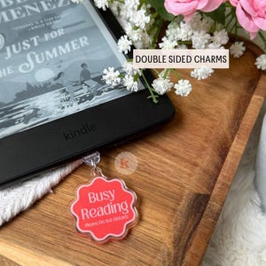 Busy Reading kindle charm, e-Reader Charm | Acrylic Charm for Kindle Kobo | Charging Port Dust Plug | USB-C Plug | Bookish Charm | kindle