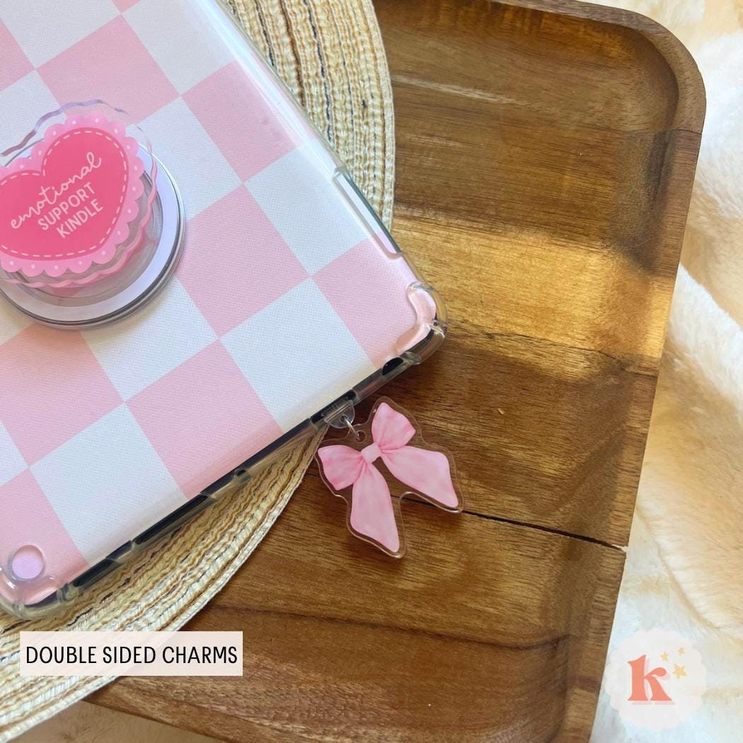 Pink bow Kindle Charm, Coquette kindle case Charm, USB Charm, kobo Charm | Bookish Merch | Bookish Gifts | Kindle Accessories,| USB Plug