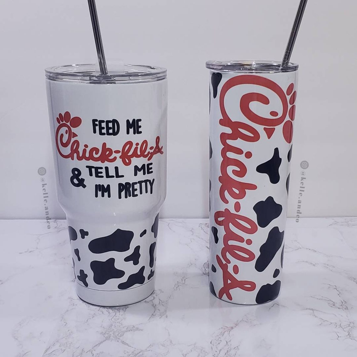Chick fil a Tumbler with lid and straw Feed me ChickfilA Etsy