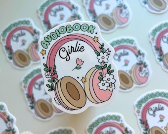 Reading Sticker | Audiobook girlie Sticker | Waterproof Kindle Laptop | Vinyl Glitter Sticker |  Bookish Gift | kindle stickers for readers