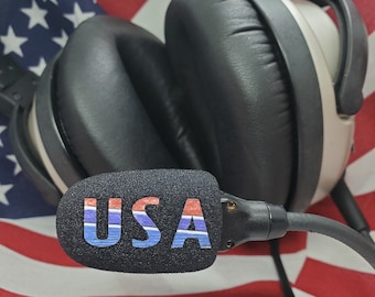 Patriotic USA Aviation Mic Muff: Universal Headset Accessory