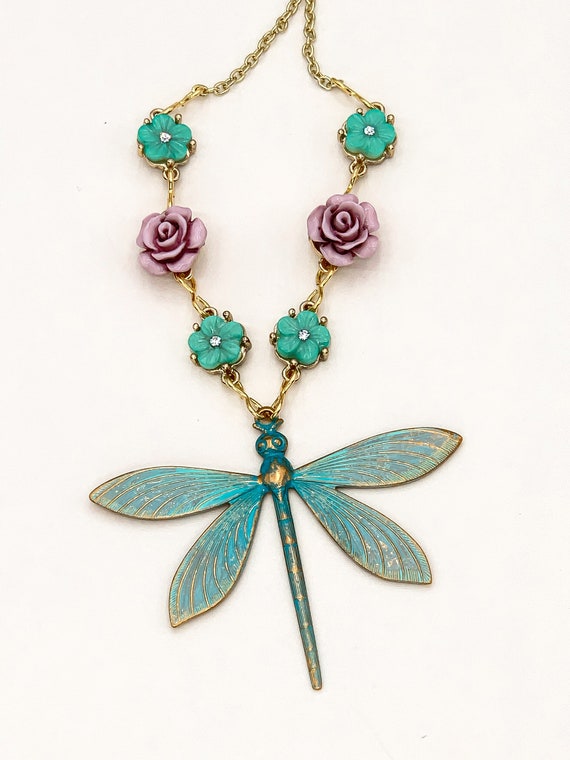 Dragonfly necklace and earring set deals