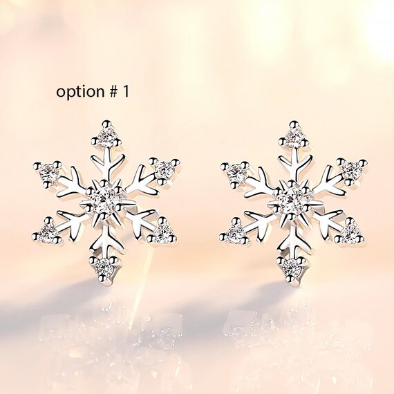 Crystal Snowflake Earrings Snowflake Studs Tiny Snowflake Studs